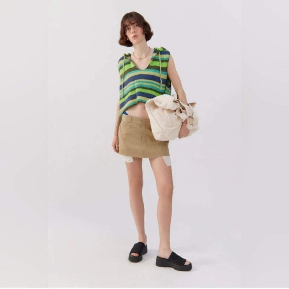 BDG Hooded Sweater Vest Size s Multi Color Stripe Knit - Picture 2 of 12